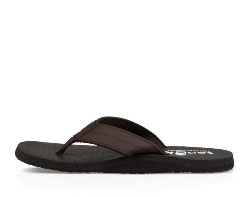 Sanuk Beer Cozy Coaster Men's Flip Flops Dark Brown | Canada 262AHK